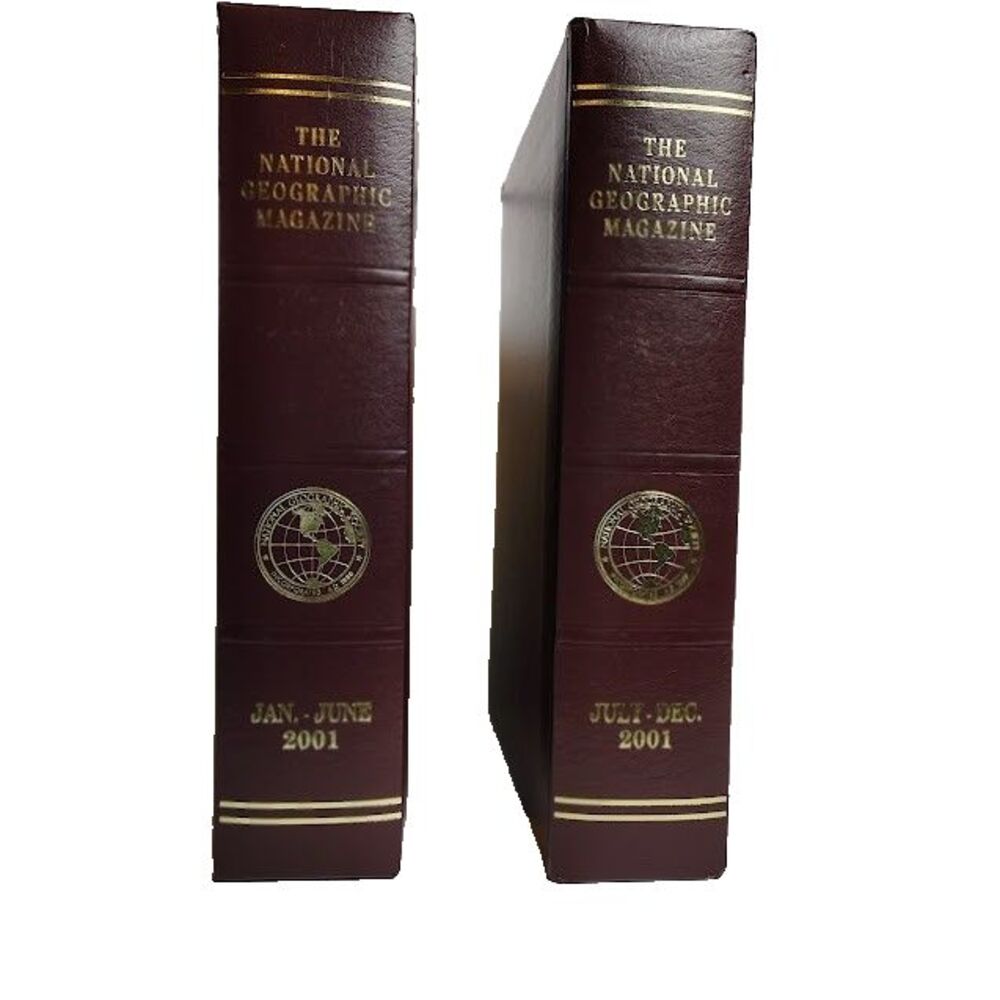 Set of 2 National Geographic EMPTY Slip Cases Holders For Entire Year 2001